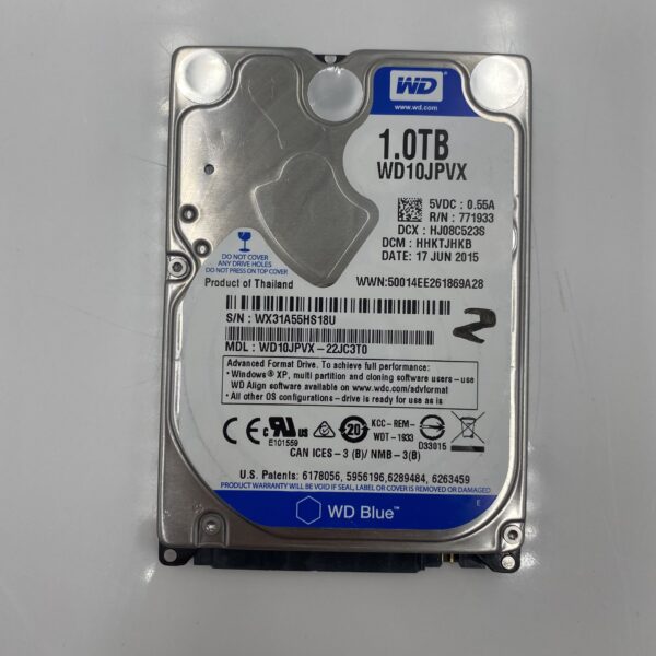 WESTERN DIGITAL 1TB 5.4K RPM 2.5 SATA HARD DRIVE WD10JPVX-22JC3T0