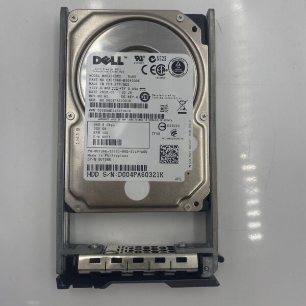DELL 300GB SAS 10K SFF 2.5 6G HDD U706K 0U706K - Imagen 2