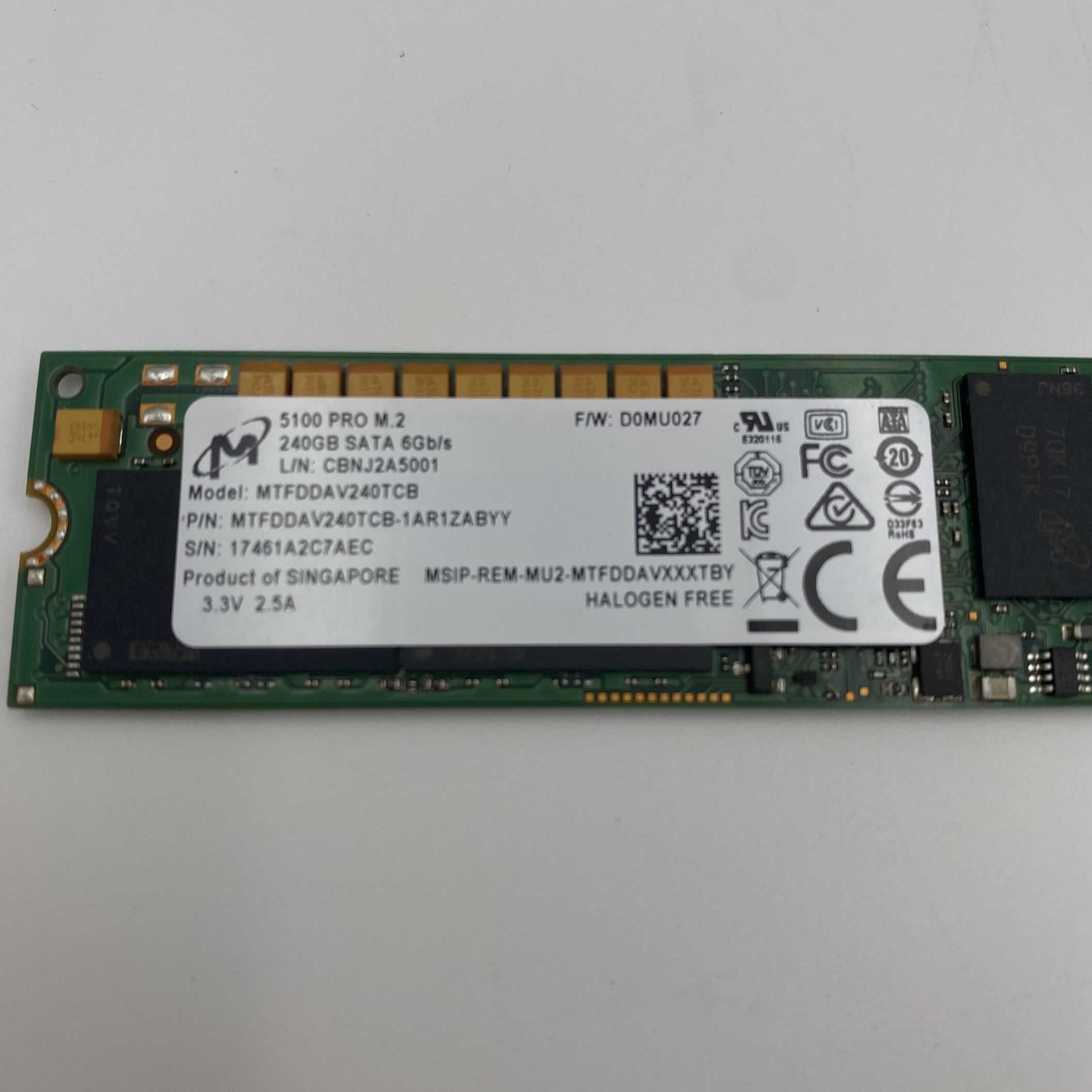 Micron 240GB SSD SATA 5100 PRO 6Gb/s M.2 MTFDDAV240TCB MTFDDAV240TCB-1AR1ZABYY - Image 5