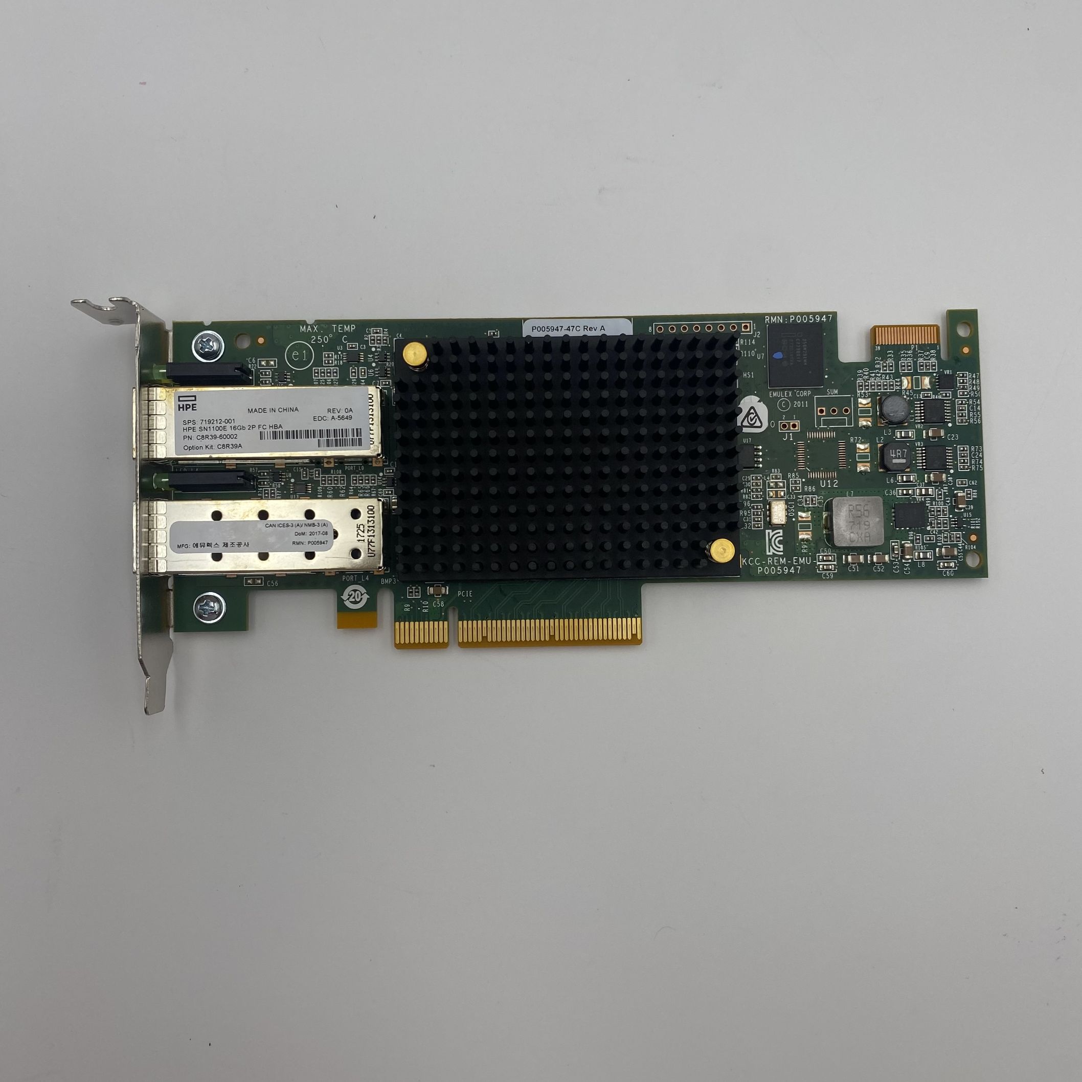 HP SN1100E 16GB DUAL PORT FIBRE CHANNEL HOST BUS ADAPTER C8R39-60002 719212-001 - Image 2