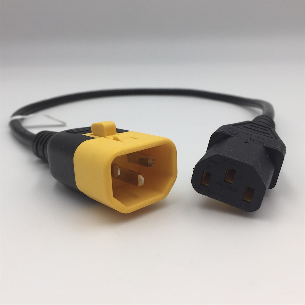 Iron Box V-Lock C14 to C13 Power Cord 10A 250V 18/3 SVT 2ft IBX-3002-04 - Imagen 2