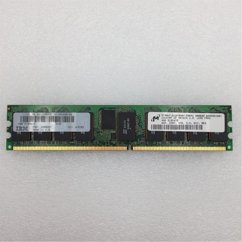 IBM 4GB 1X4GB PC2-4200 DIMM MT36HTJ51272M2Y-53E MT36HTJ51272M2Y-53EA1 12R8247 - Imagen 2