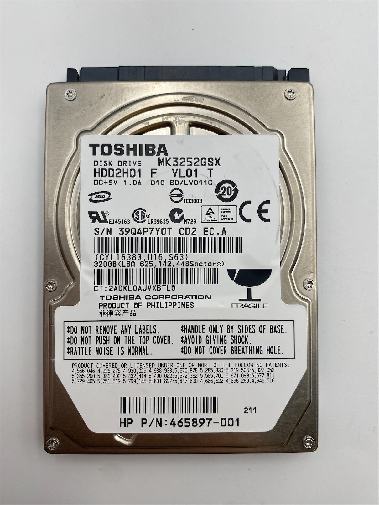 Toshiba SATA/3Nonenone 9.5mm 320GB 2.5in. 5400rpm MK3252GSX