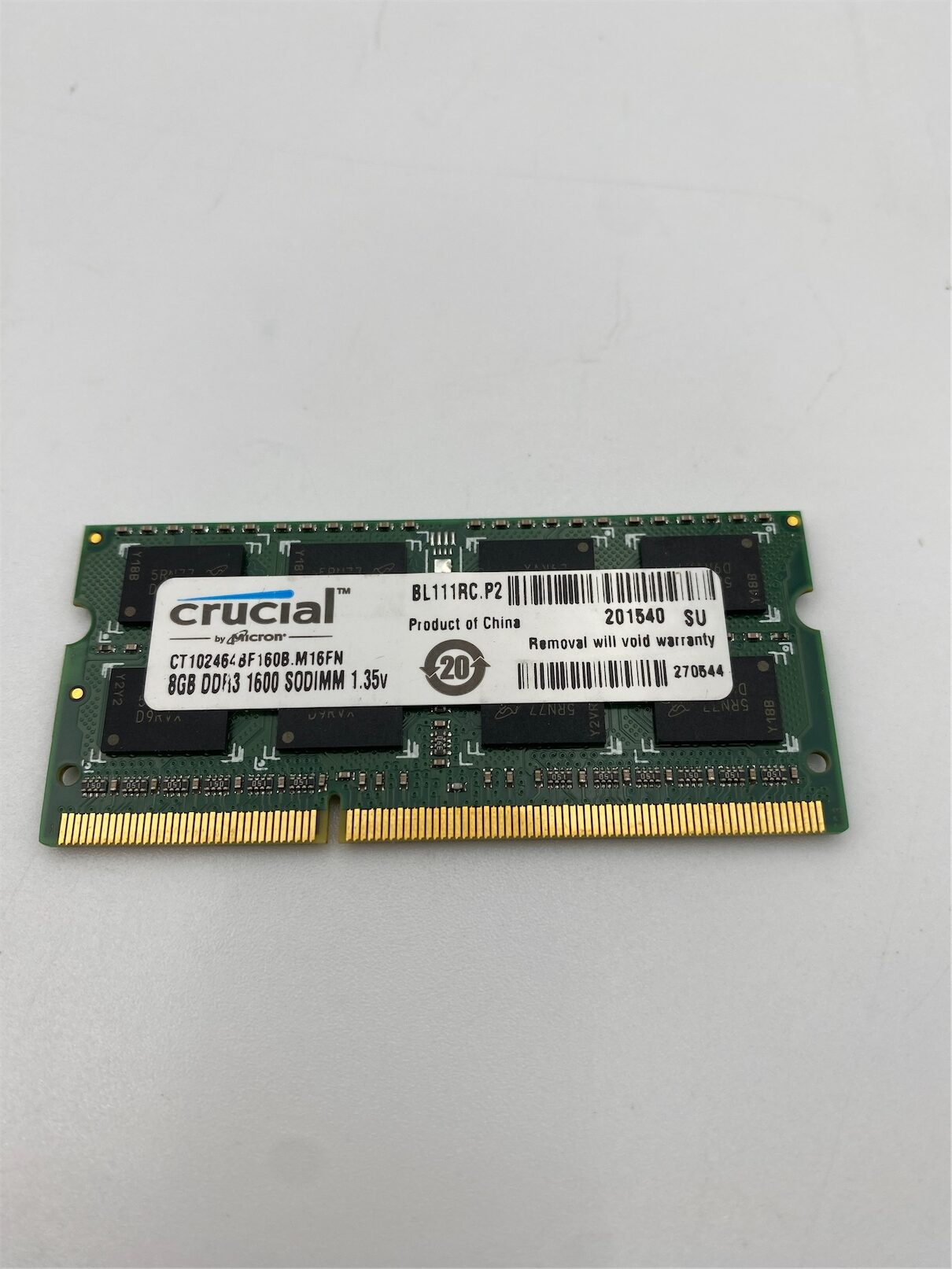 Crucial 8GB DDR3L 1600 MHz SODIMM Memory Module CT102464BF160B.M16FN - Image 2