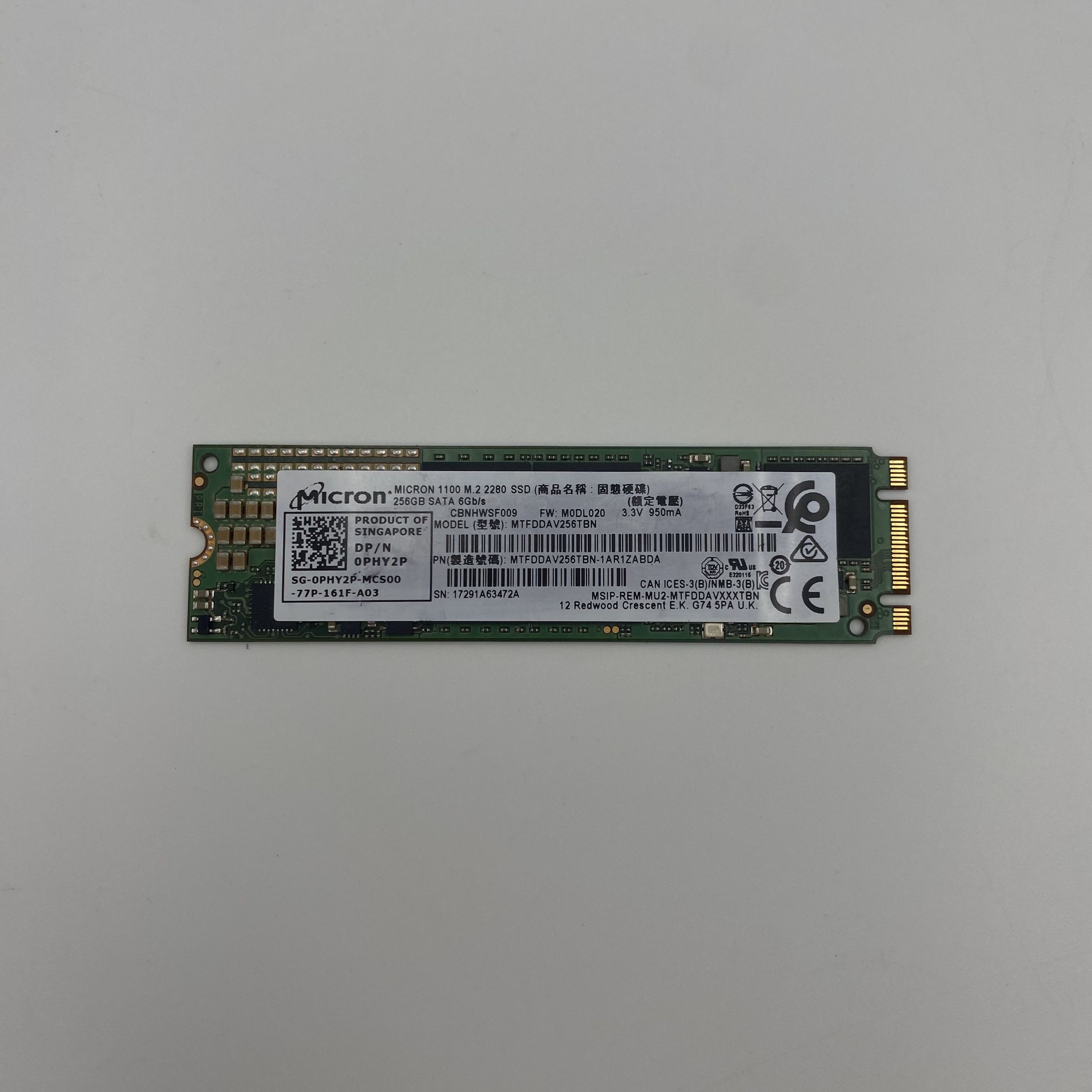 DELL 256GB 6G TLC SATA M.2 INTERNAL SSD 0PHY2P PHY2P