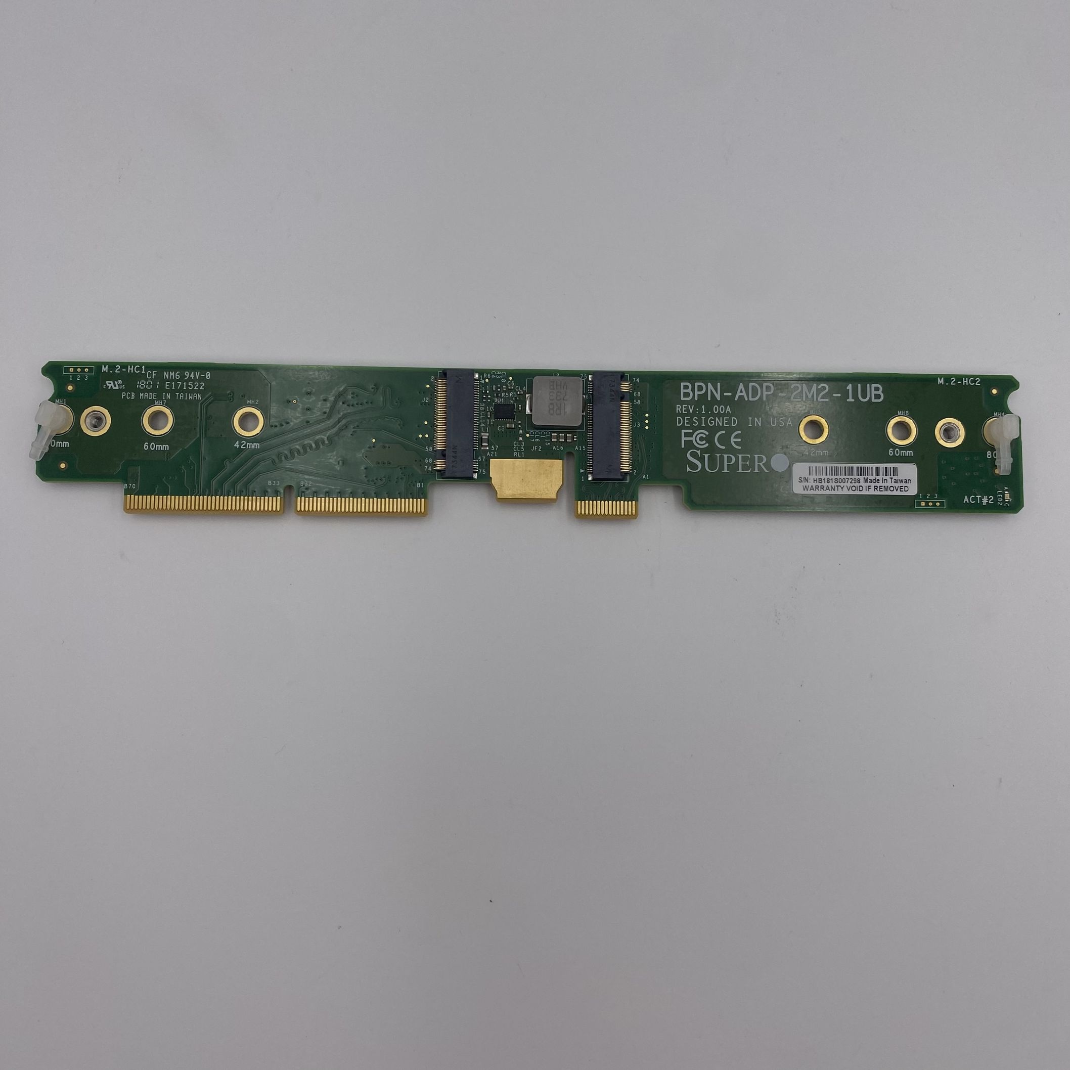 Supermicro Dual M.2 SATA/NVMe SSD Solid State Drive Carrier BPN-ADP-2M2-1UB - Image 2