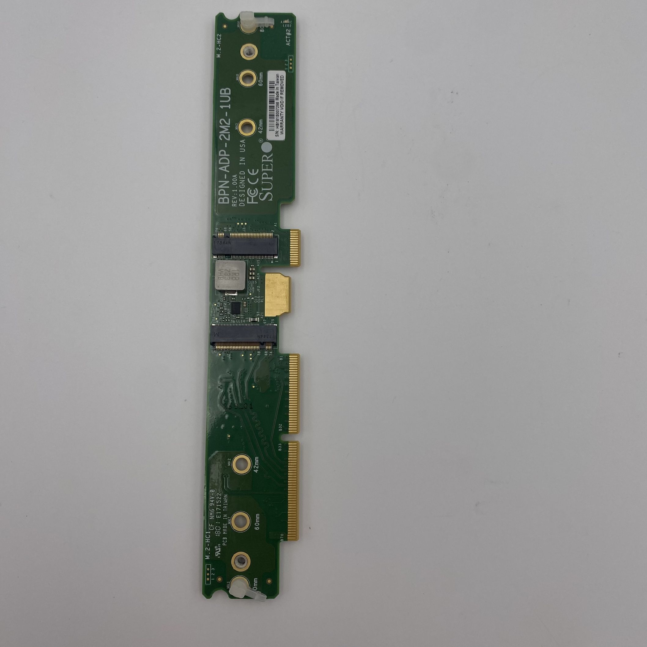 Supermicro Dual M.2 SATA/NVMe SSD Solid State Drive Carrier BPN-ADP-2M2-1UB - Image 4