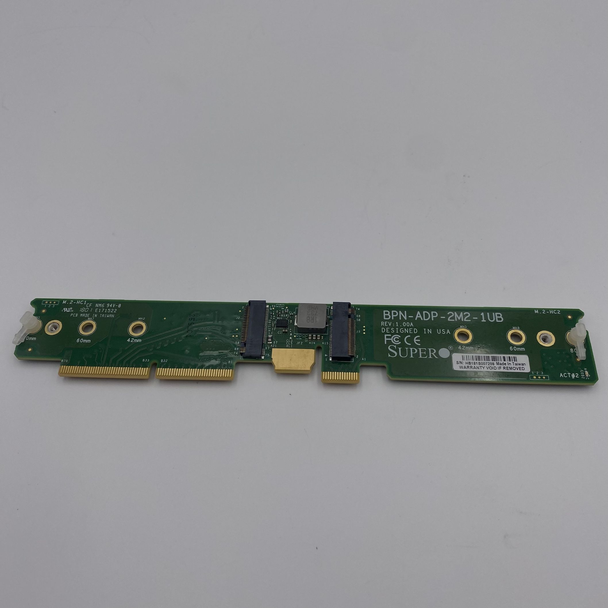 Supermicro Dual M.2 SATA/NVMe SSD Solid State Drive Carrier BPN-ADP-2M2-1UB