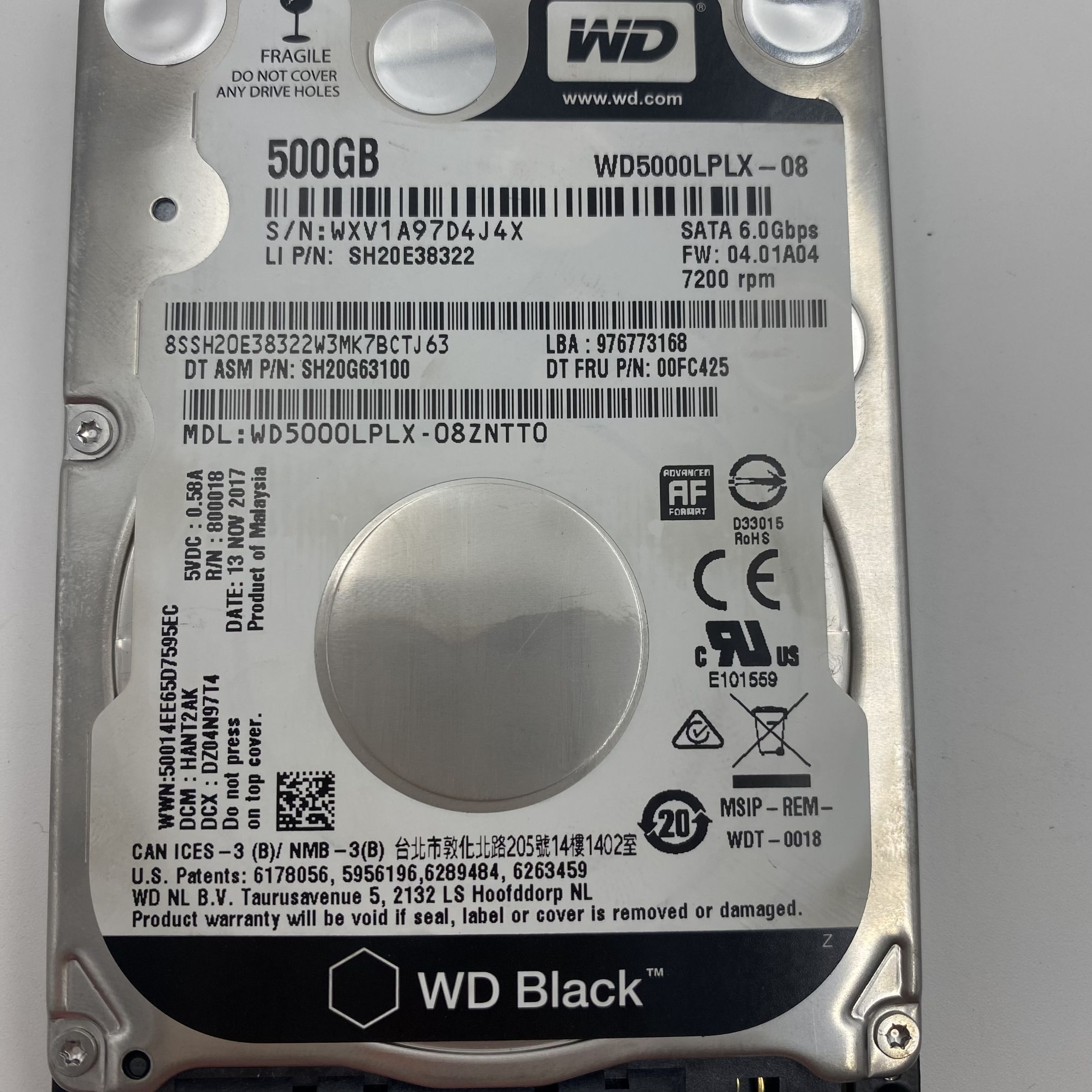LENOVO 500GB 7200RPM 2.5 6GBPS SATA HARD DRIVE *No Tray* 5H20X55084 00FC425 - Imagen 6