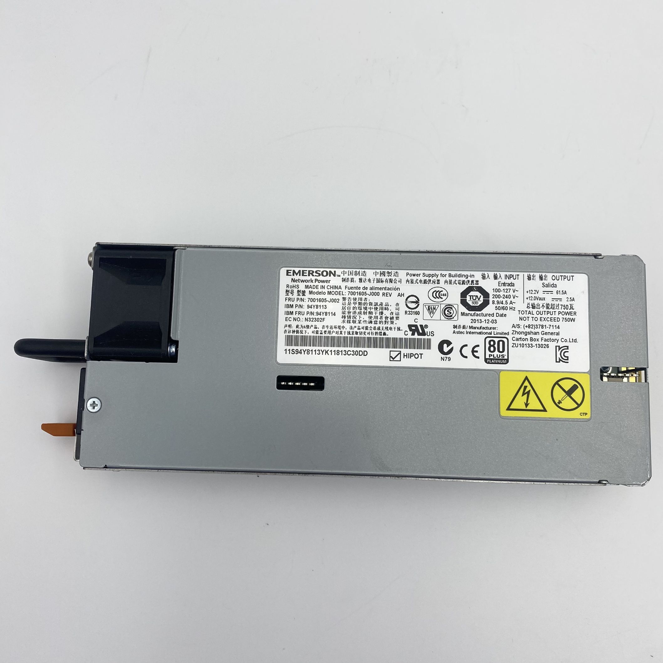 IBM 750W POWER SUPPLY X3650 M4 94Y8115 94Y8113 94Y8079 94Y8078 94Y5974 94Y8114 - Image 3