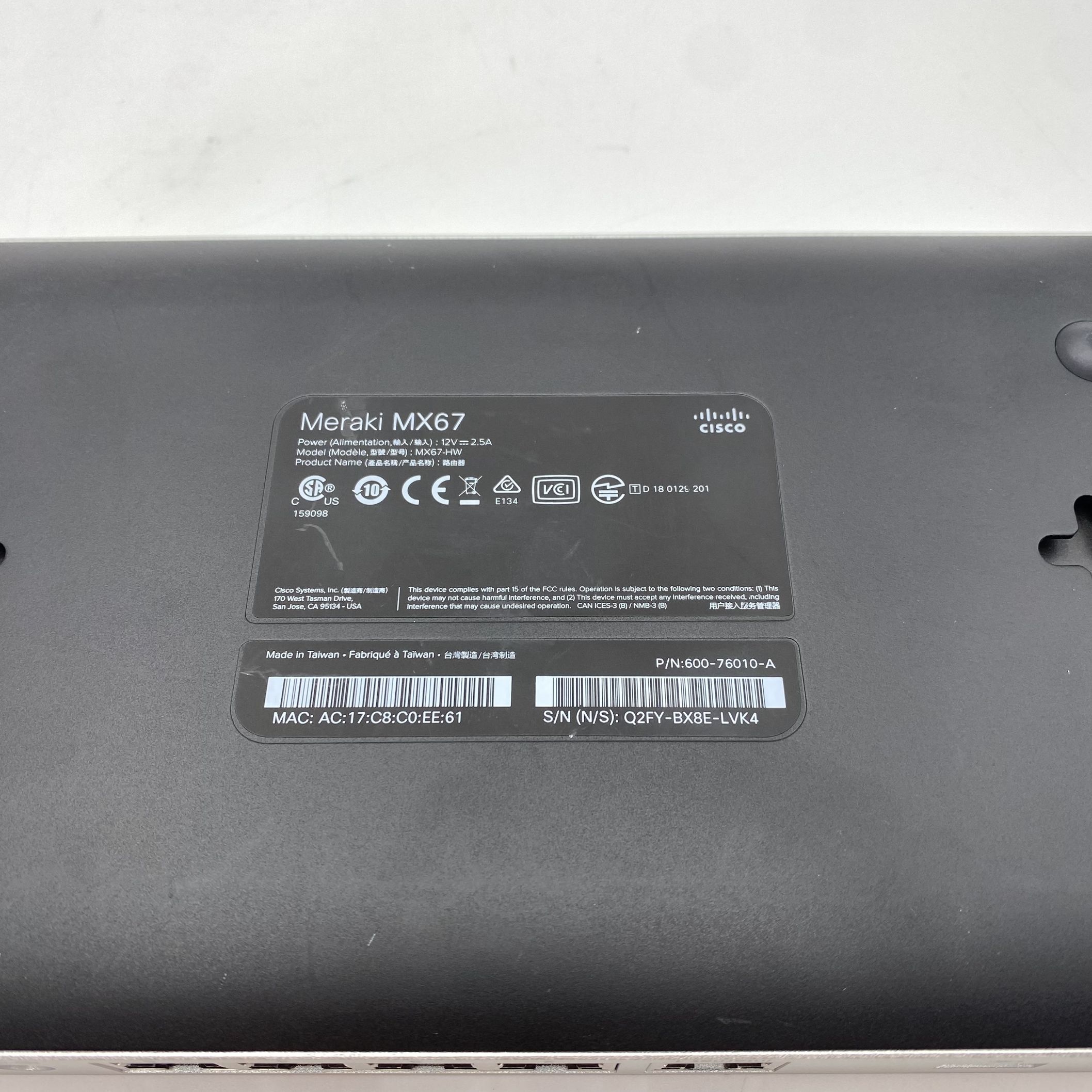 Cisco Meraki MX67 Cloud Managed Security Appliance MX67-HW *Unclaimed* - Image 6