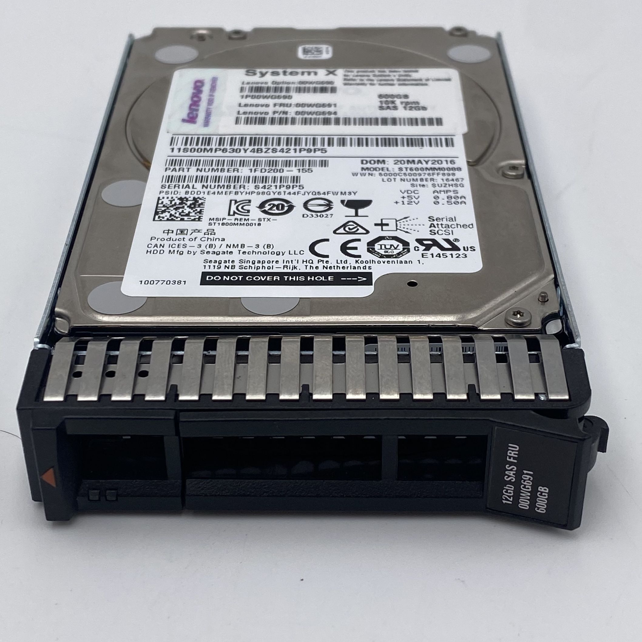 LENOVO 600GB 10K 12Gbps SAS 2.5" G3HS HDD *With Tray* AT8A 00WG690 00WG691 - Image 2