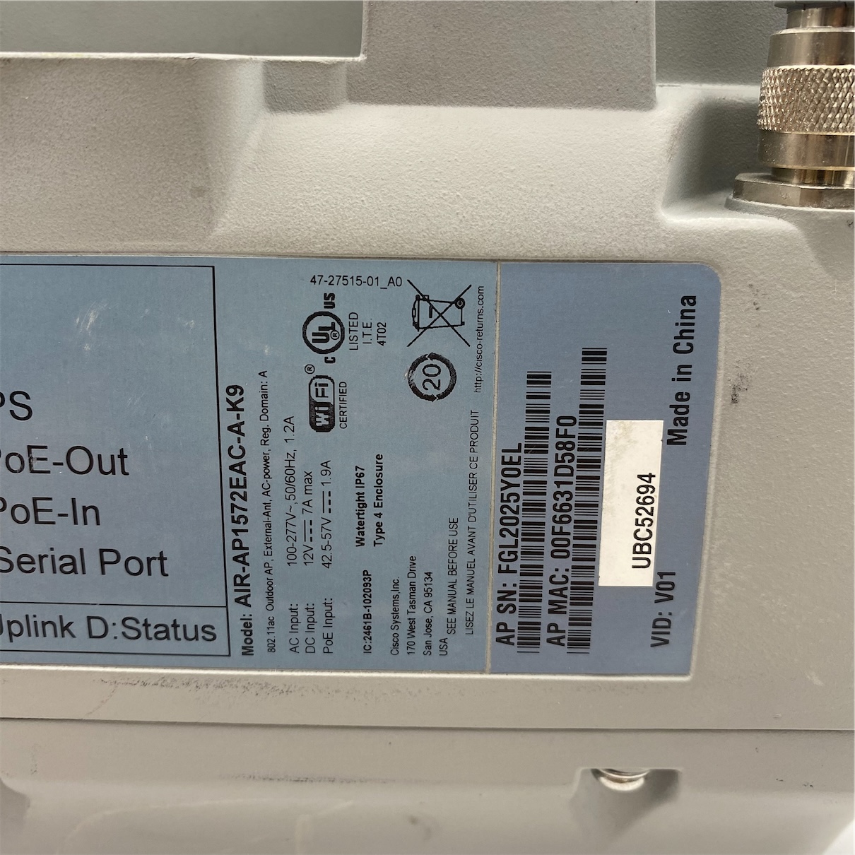 Cisco Aironet 1570 Series 1572EAC Outdoor Access Point AIR-AP1572EAC-A-K9 - Imagen 7