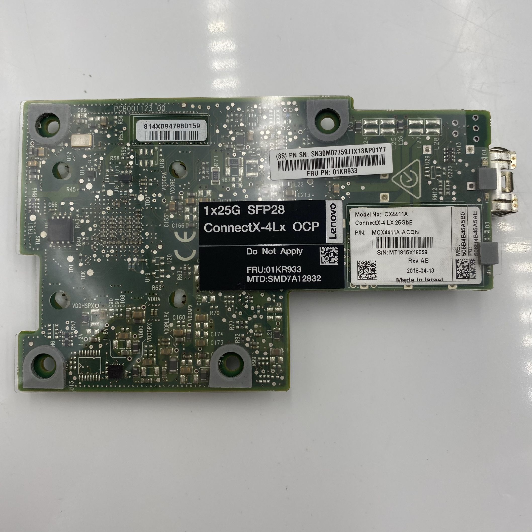 Lenovo 1 port 25G SFP28 NIC (NCSI, OCP) Mellanox *NO BRACKET* 01KR933 - Image 4