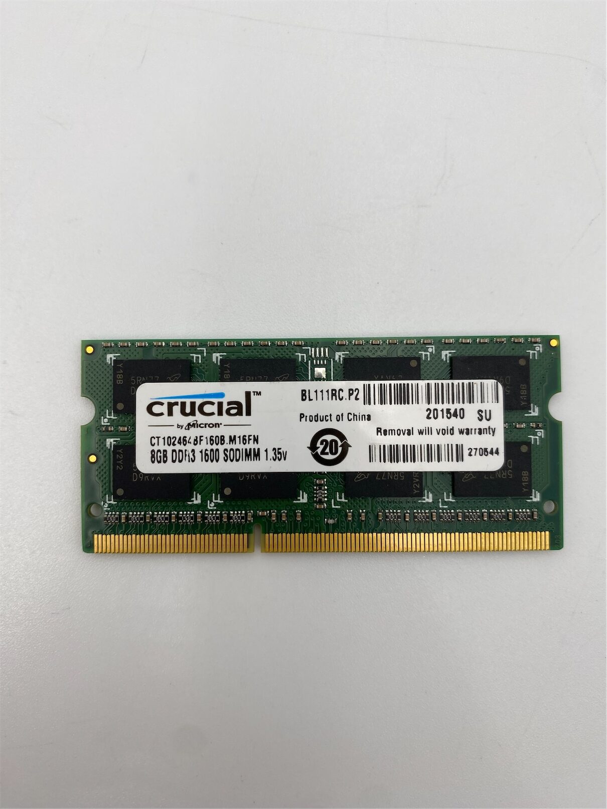 Crucial 8GB DDR3L 1600 MHz SODIMM Memory Module CT102464BF160B.M16FN