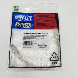 Tripp Lite Cat6 Gigabit Molded (UTP) RJ45 M/M POE 1ft White N201-001-WH